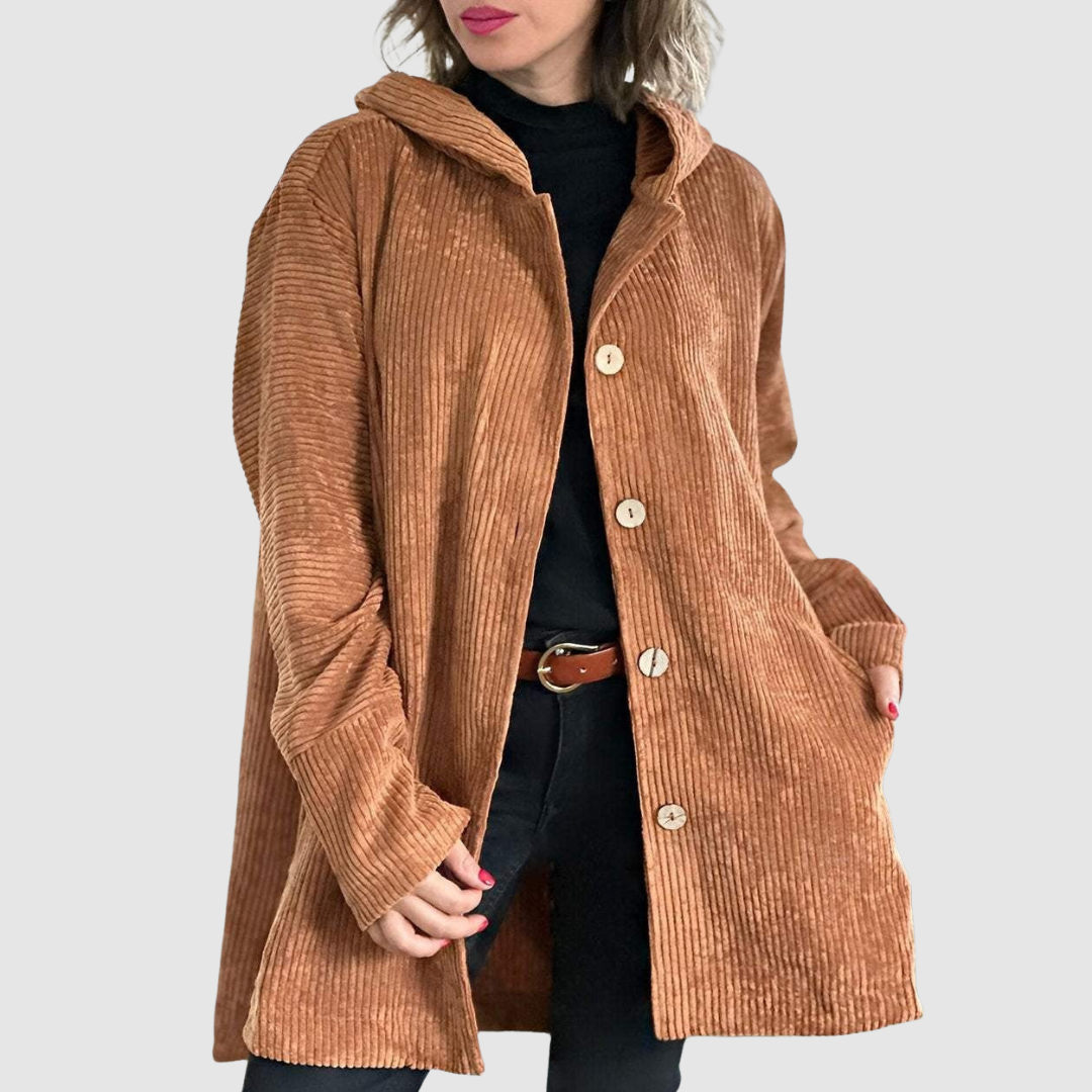 Stella - Giacca in velluto comoda con cappuccio