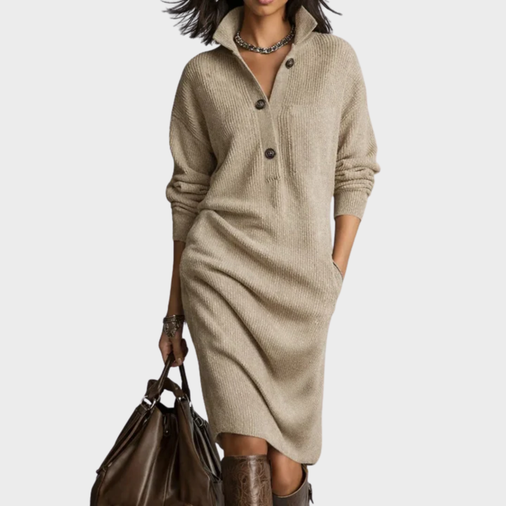 Nancy | Abito Elegante Invernale con Bottoni