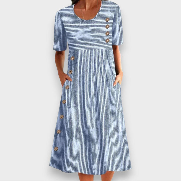 Cecily | Abito midi a righe con dettagli a bottoni e tasche