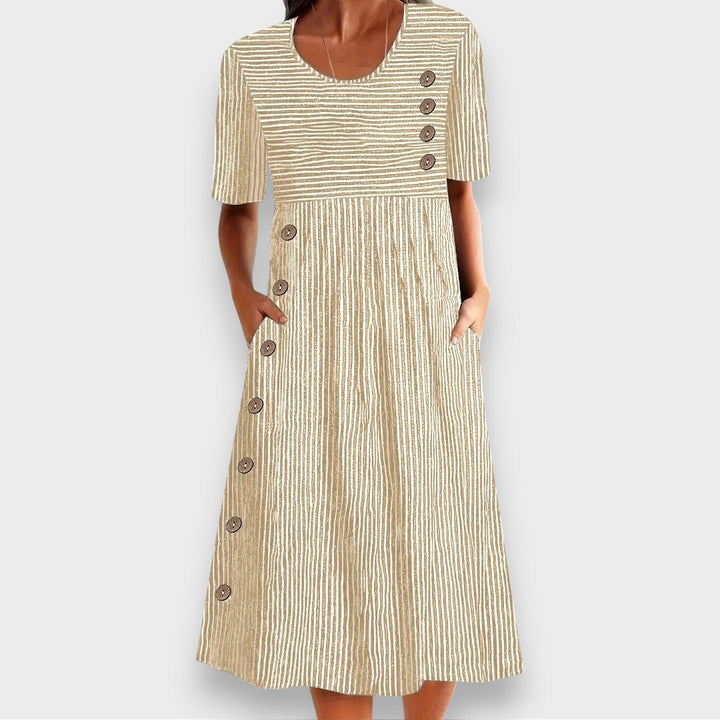 Cecily | Abito midi a righe con dettagli a bottoni e tasche
