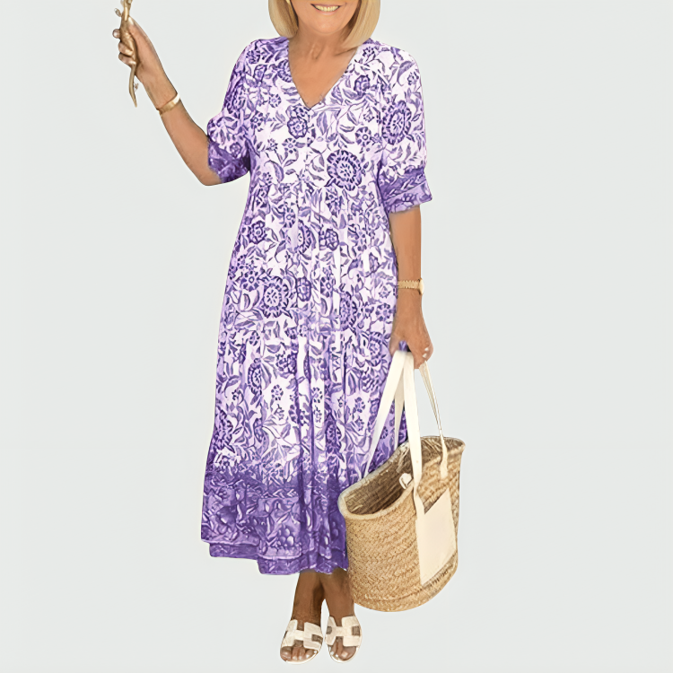 Constance | Abito Midi con Stampa Floreale e Orlo a Strati