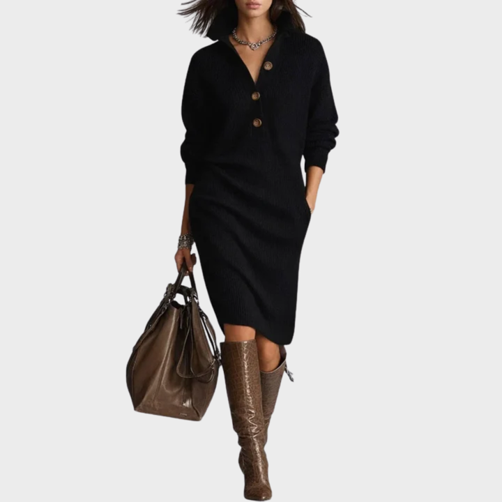 Nancy | Abito Elegante Invernale con Bottoni