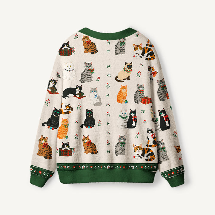 Cardigan lavorato a maglia Natalizio per Gatti con Fantasia a Tema Giardino