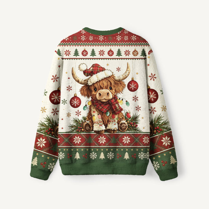 Maglione Natalizio Girocollo con Mucca Highland