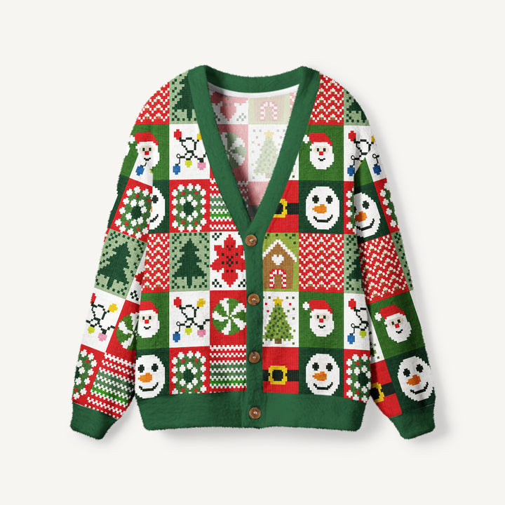 Cardigan lavorato a maglia Natalizi con Fantasia Patchwork
