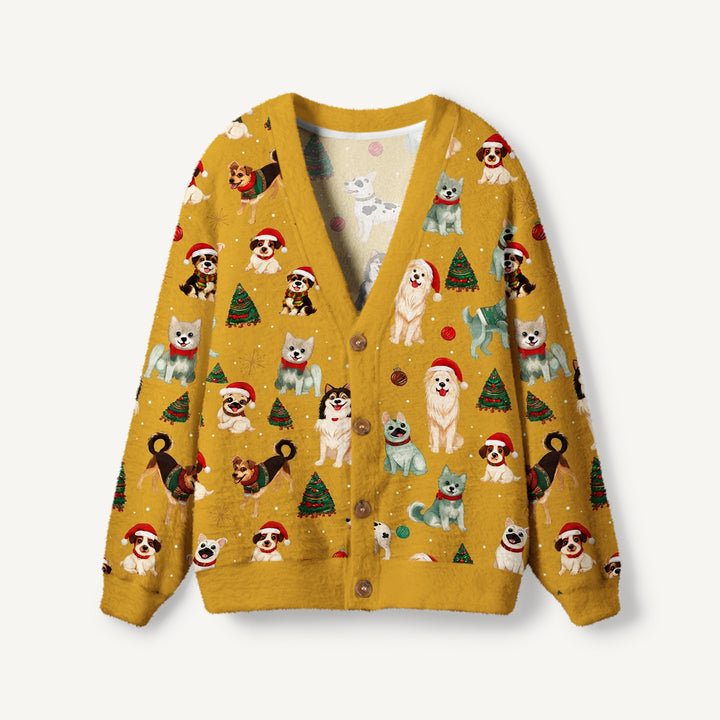 Cardigan lavorato a maglia di Natale per Cuccioli, Fantasia Festiva Natalizia