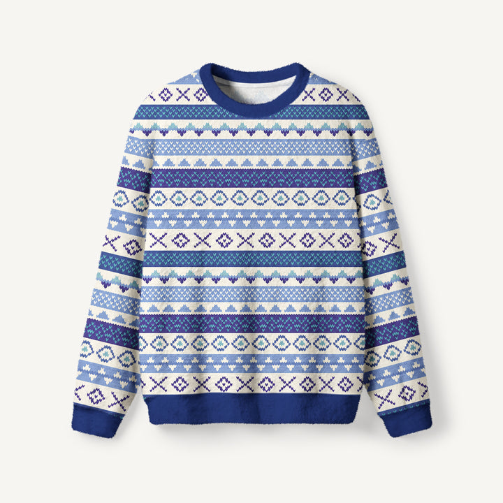 Maglione a girocollo a righe geometriche ispirate allo stile nordico