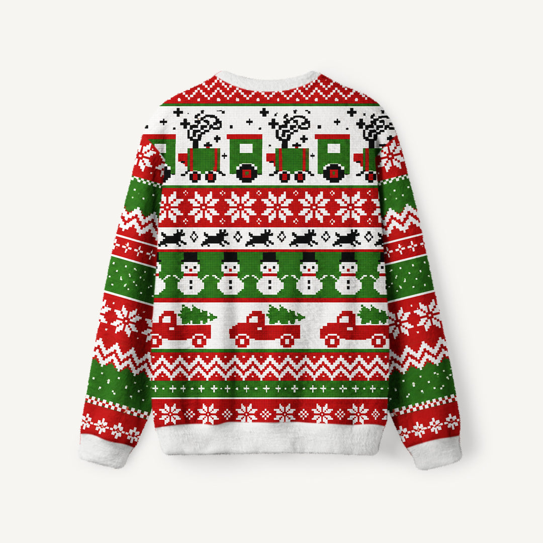Maglione Girocollo Vintage con Fantasia Fair Isle e Treno