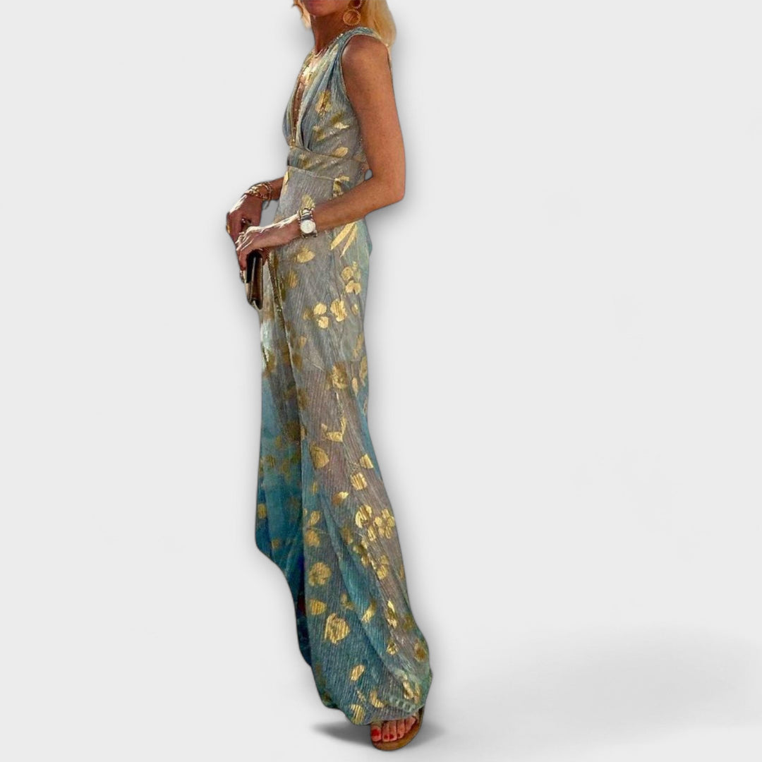 Abito elegante con scollatura a V e dettagli di paillettes