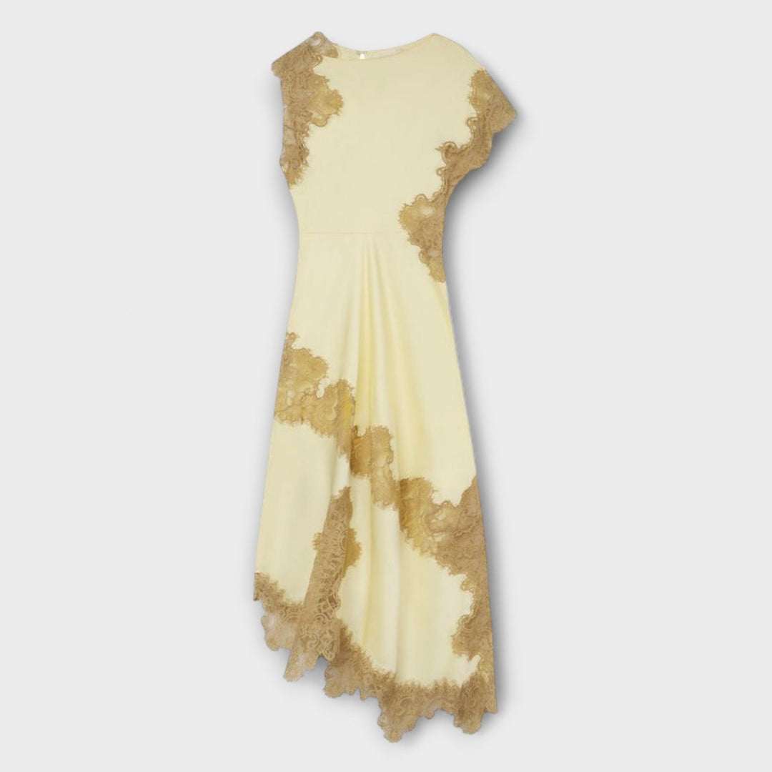 Margaret - Abito Maxi con Accenti in Raso e Pizzo