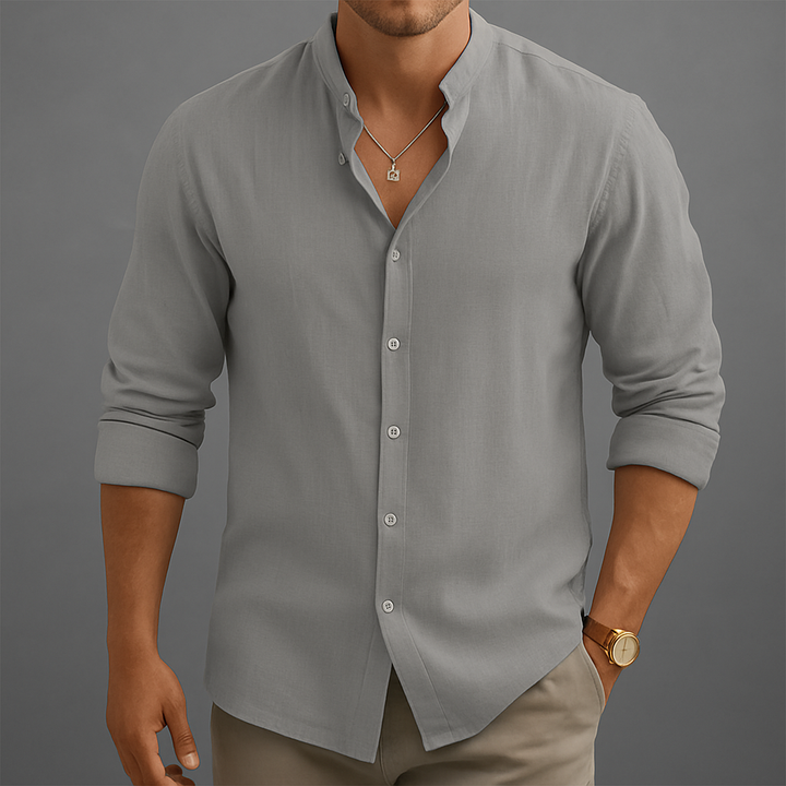 Flavio | Classica camicia estiva in lino con bottoni