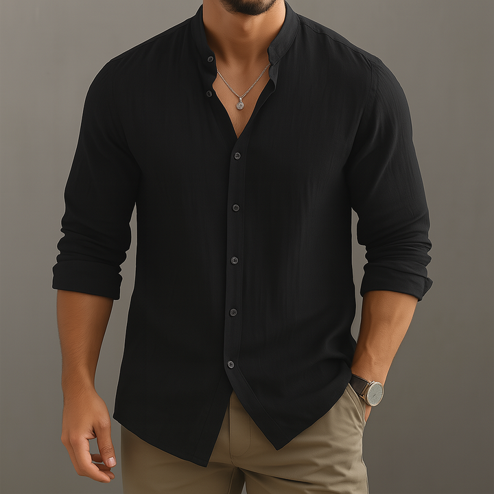 Flavio | Classica camicia estiva in lino con bottoni