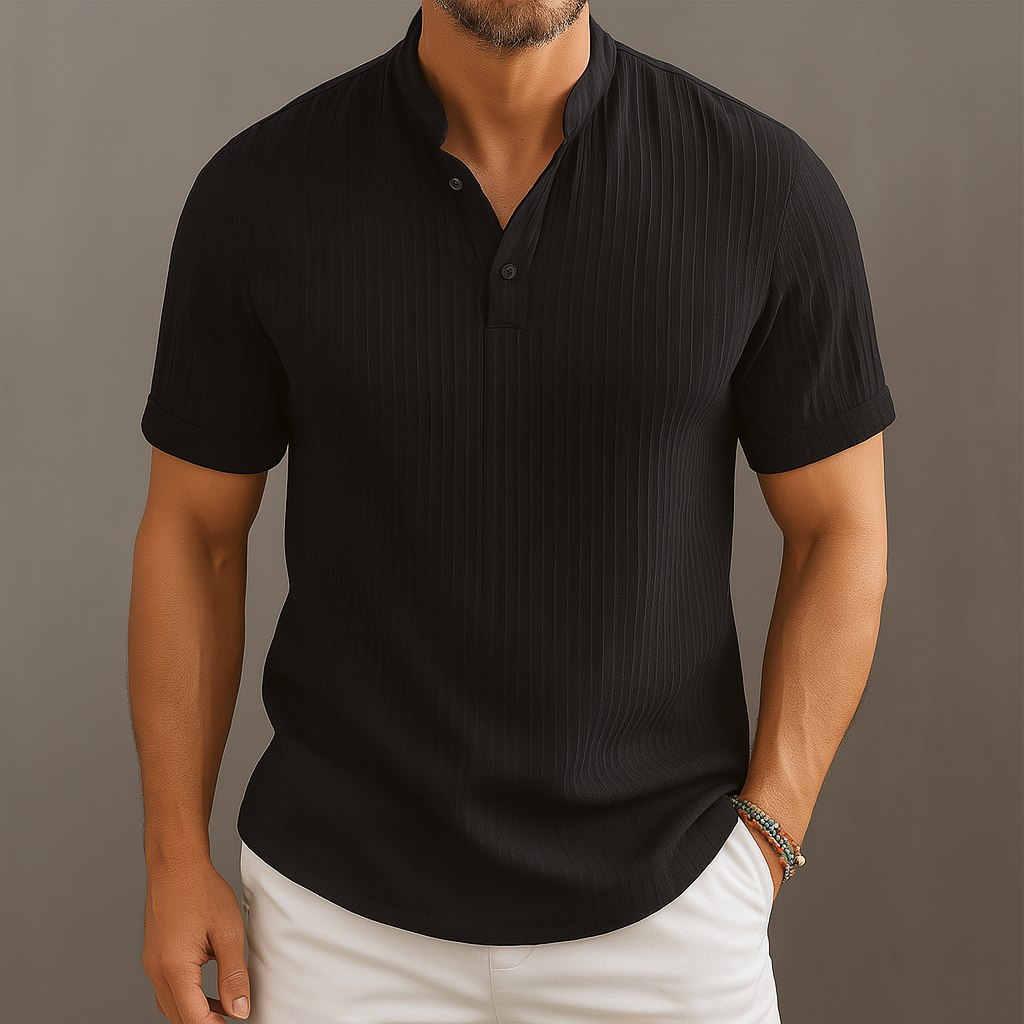 Vittorio | Camicia popover in lino con collo a V