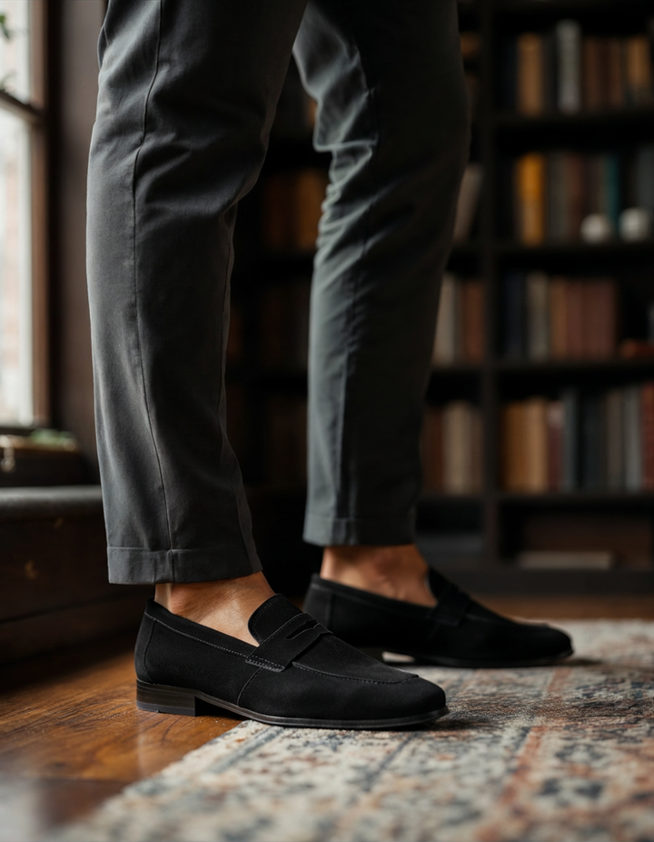 Mocassini Uomo in Camoscio Penny Loafer Eleganti