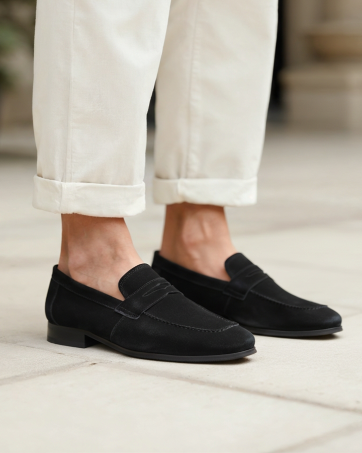 Mocassini Uomo in Camoscio Penny Loafer Eleganti