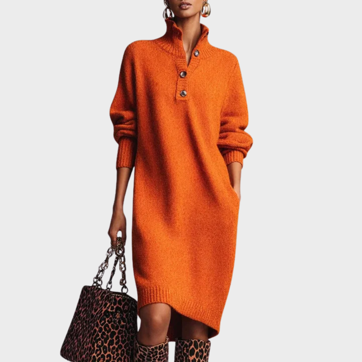 Nancy | Abito Elegante Invernale con Bottoni
