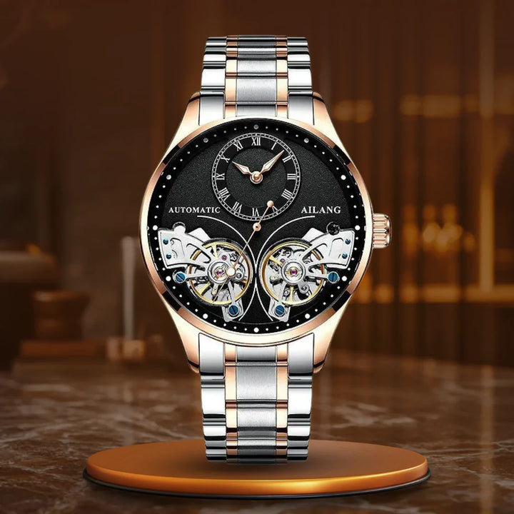 Világító dupla Tourbillon mechanikus óra