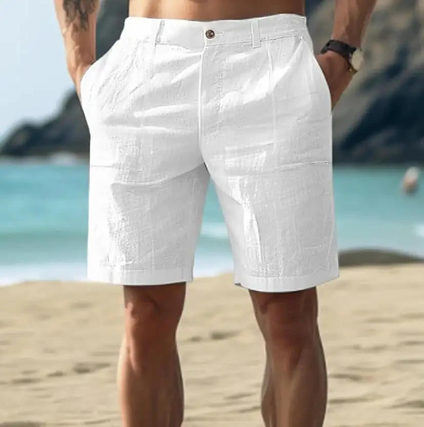 Pantaloncini estivi rilassati in lino da uomo