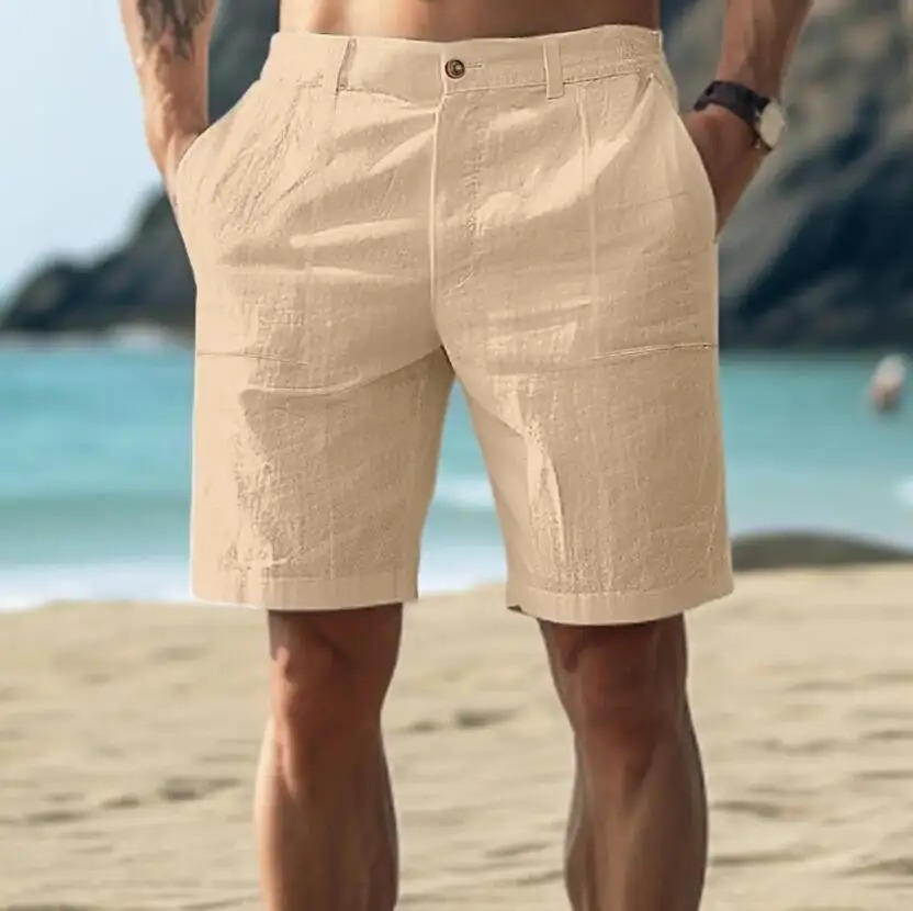 Pantaloncini estivi rilassati in lino da uomo