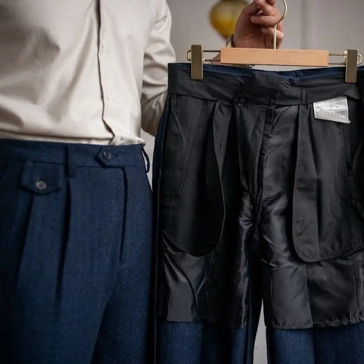 Giovanni | Elegante Pantalone Uomo Vita Alta Doppia Piega Gamba Dritta