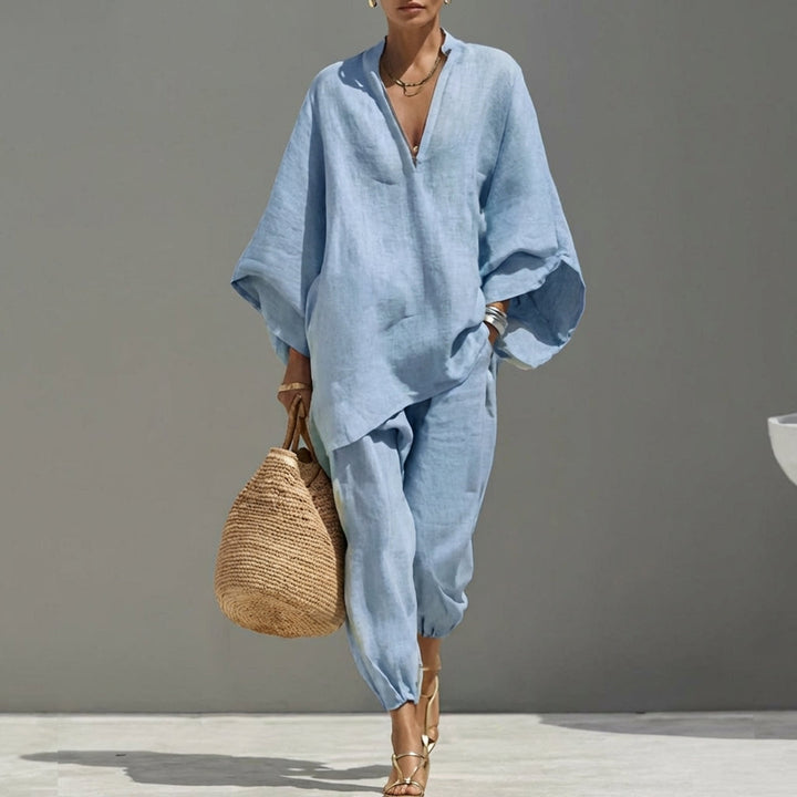 Sara - Completo Donna Casual a Due Pezzi con Scollo a V