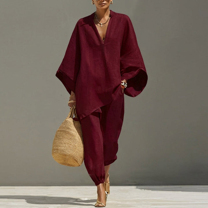 Sara - Completo Donna Casual a Due Pezzi con Scollo a V