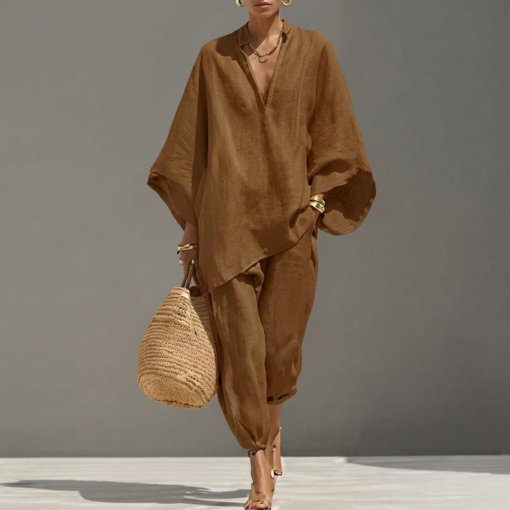 Sara - Completo Donna Casual a Due Pezzi con Scollo a V