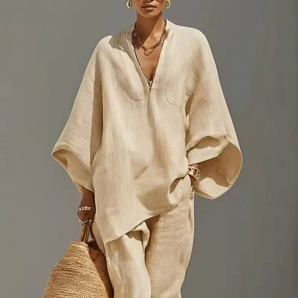 Sara - Completo Donna Casual a Due Pezzi con Scollo a V