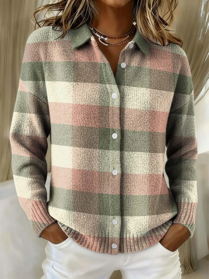 Stefania - Cardigan a Quadri Pastello