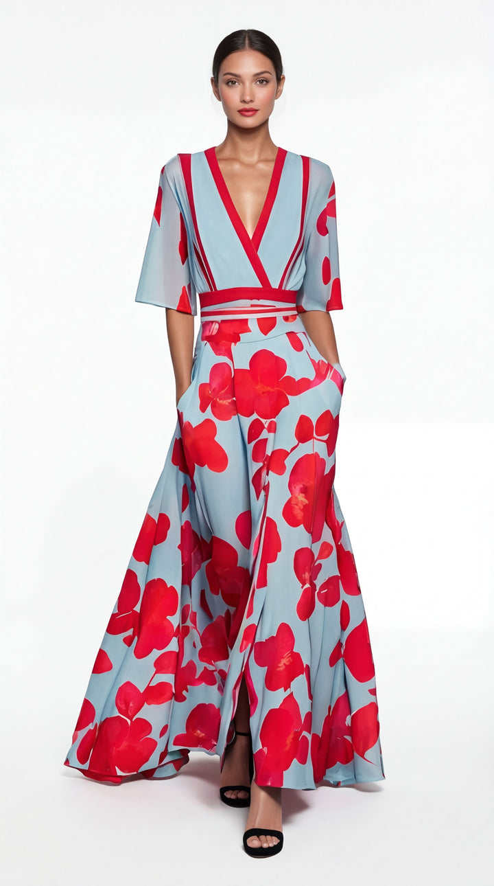 Valentina - Elegante vestito lungo con scollatura profonda