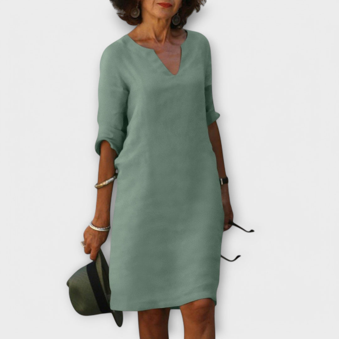 Sandra - Vestito V-Collo Elegante e Confortevole