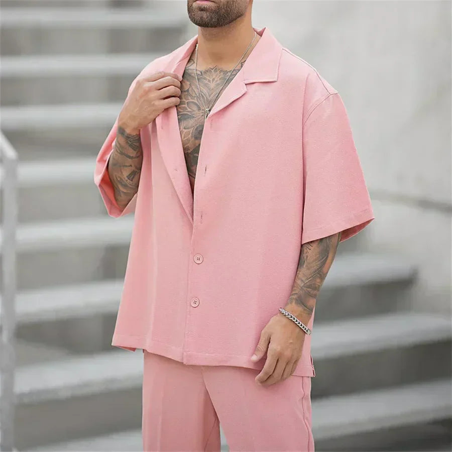 Giacomo | Classico Completo Estivo Uomo Camicia Pantaloni Dritti