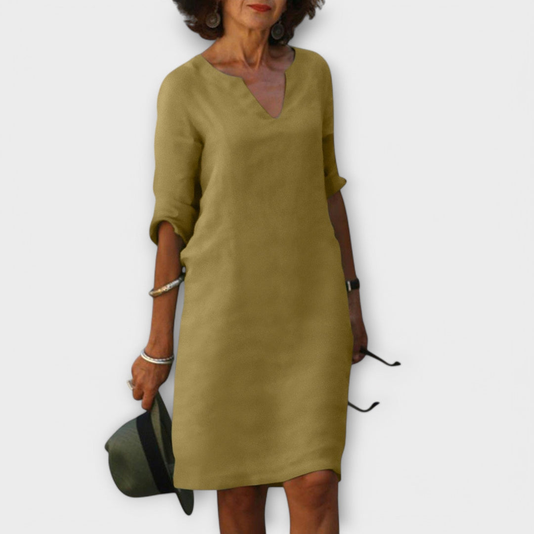 Sandra - Vestito V-Collo Elegante e Confortevole