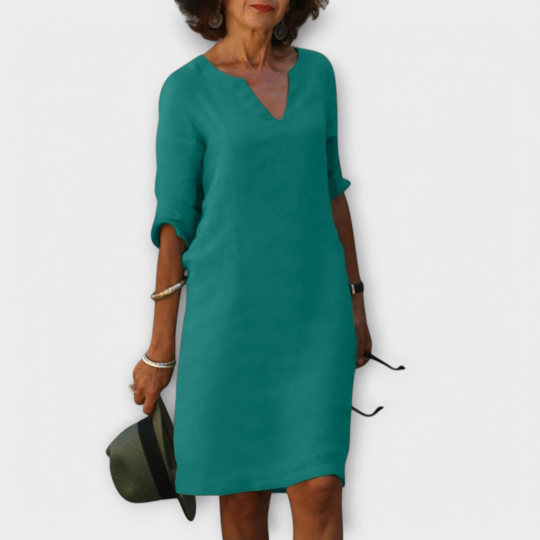 Sandra - Vestito V-Collo Elegante e Confortevole
