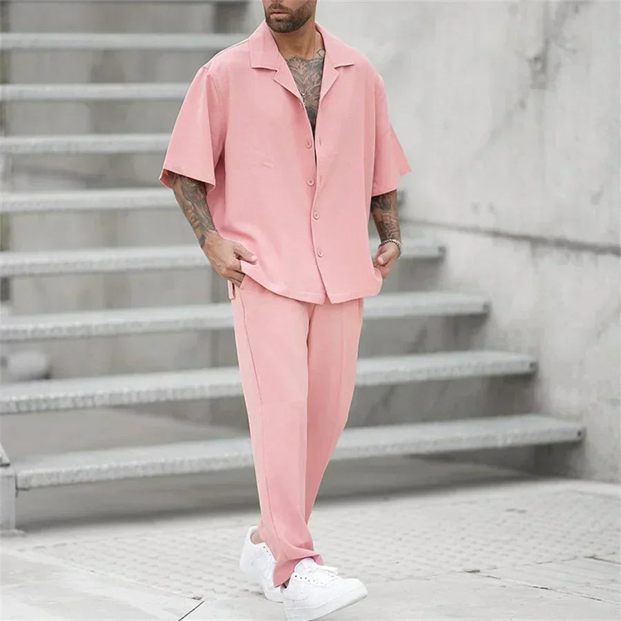 Giacomo | Classico Completo Estivo Uomo Camicia Pantaloni Dritti