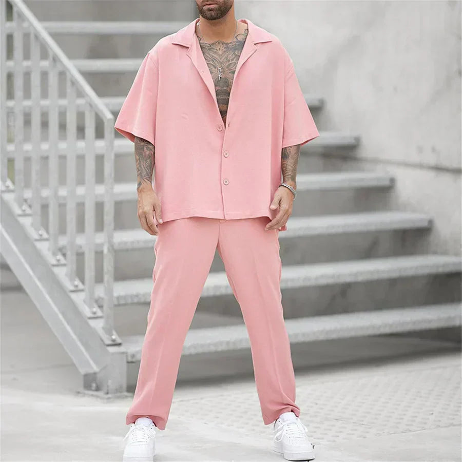 Giacomo | Classico Completo Estivo Uomo Camicia Pantaloni Dritti