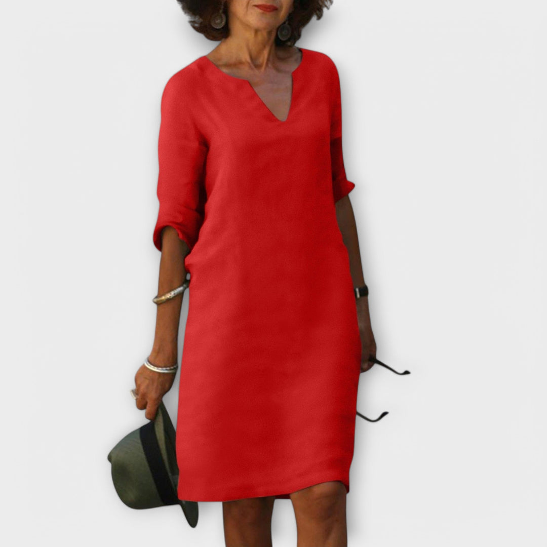 Sandra - Vestito V-Collo Elegante e Confortevole