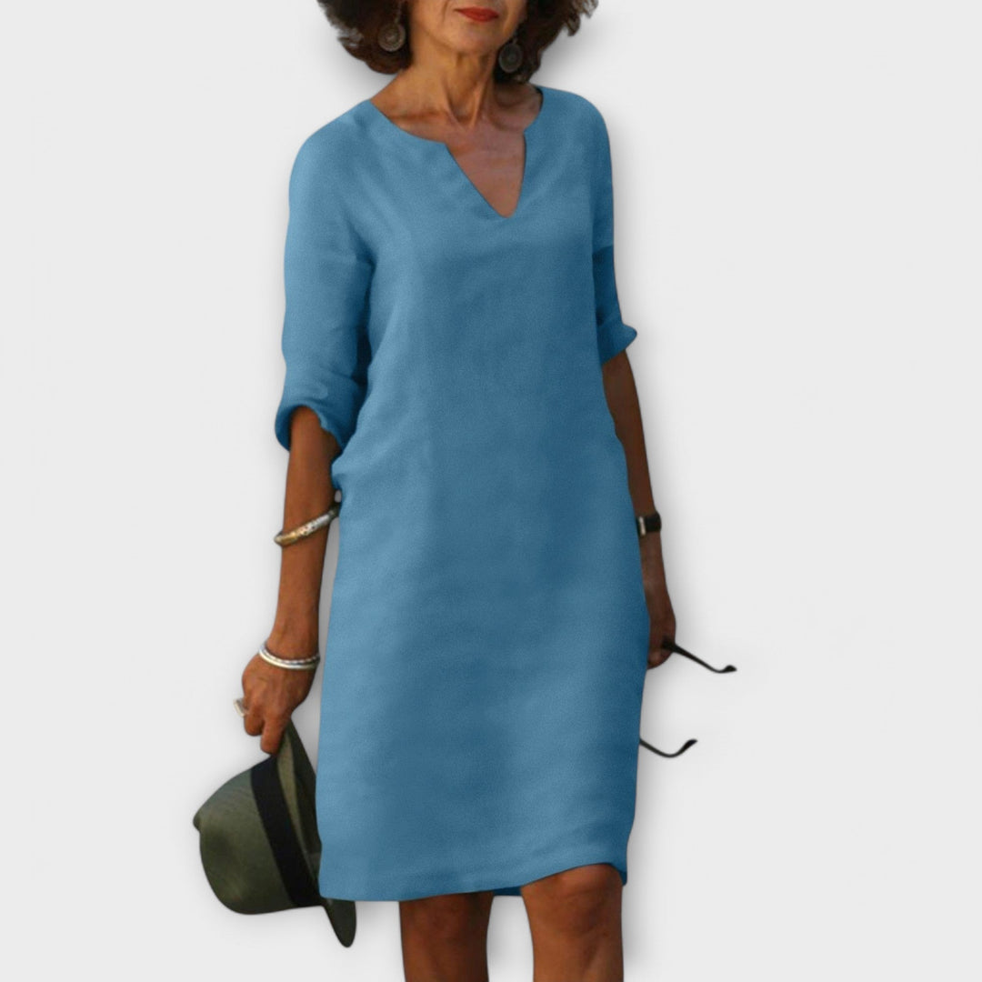 Sandra - Vestito V-Collo Elegante e Confortevole