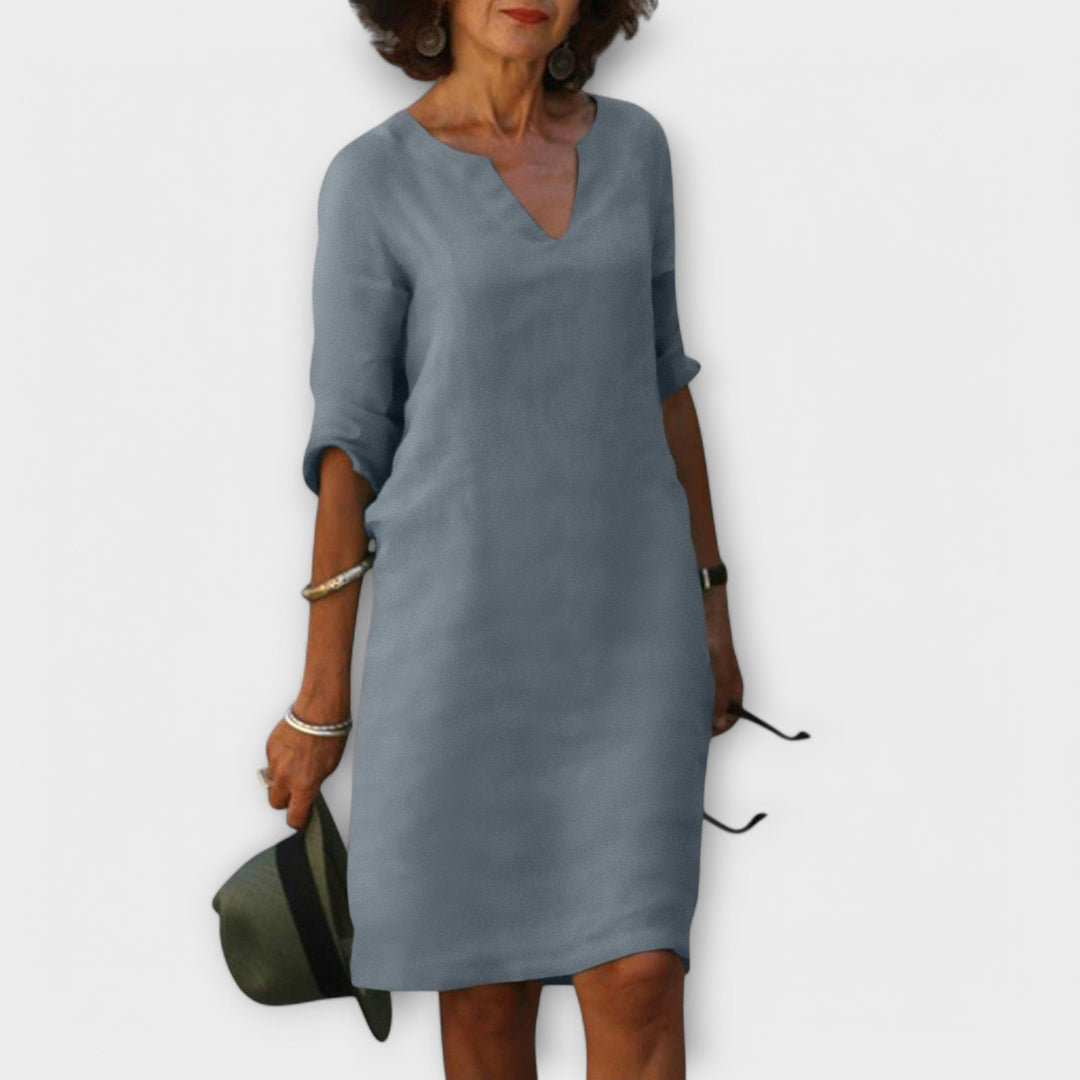 Sandra - Vestito V-Collo Elegante e Confortevole