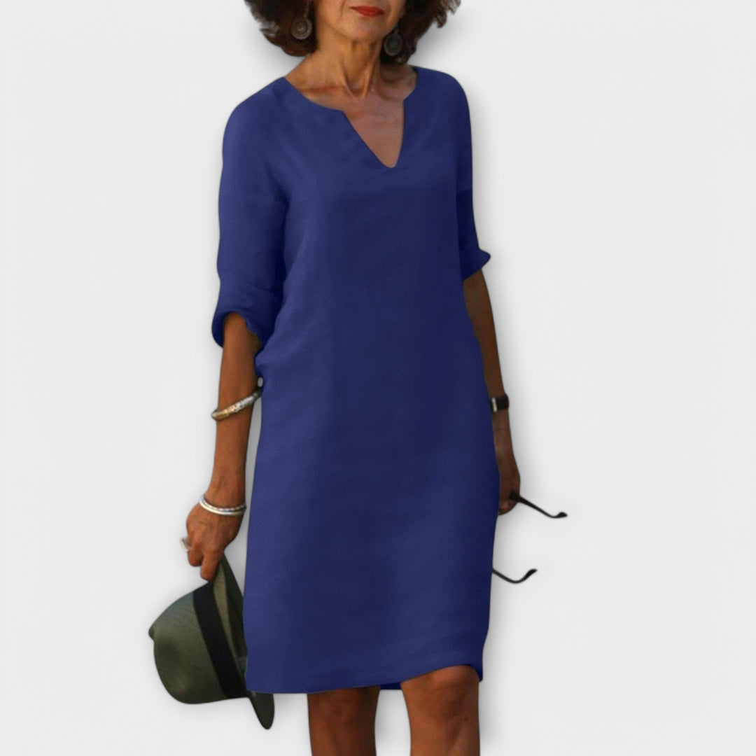 Sandra - Vestito V-Collo Elegante e Confortevole