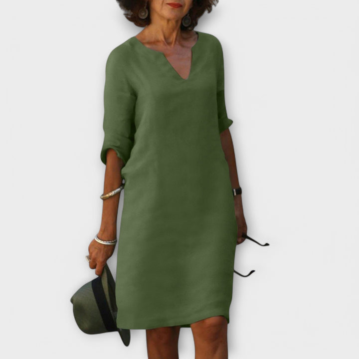 Sandra - Vestito V-Collo Elegante e Confortevole