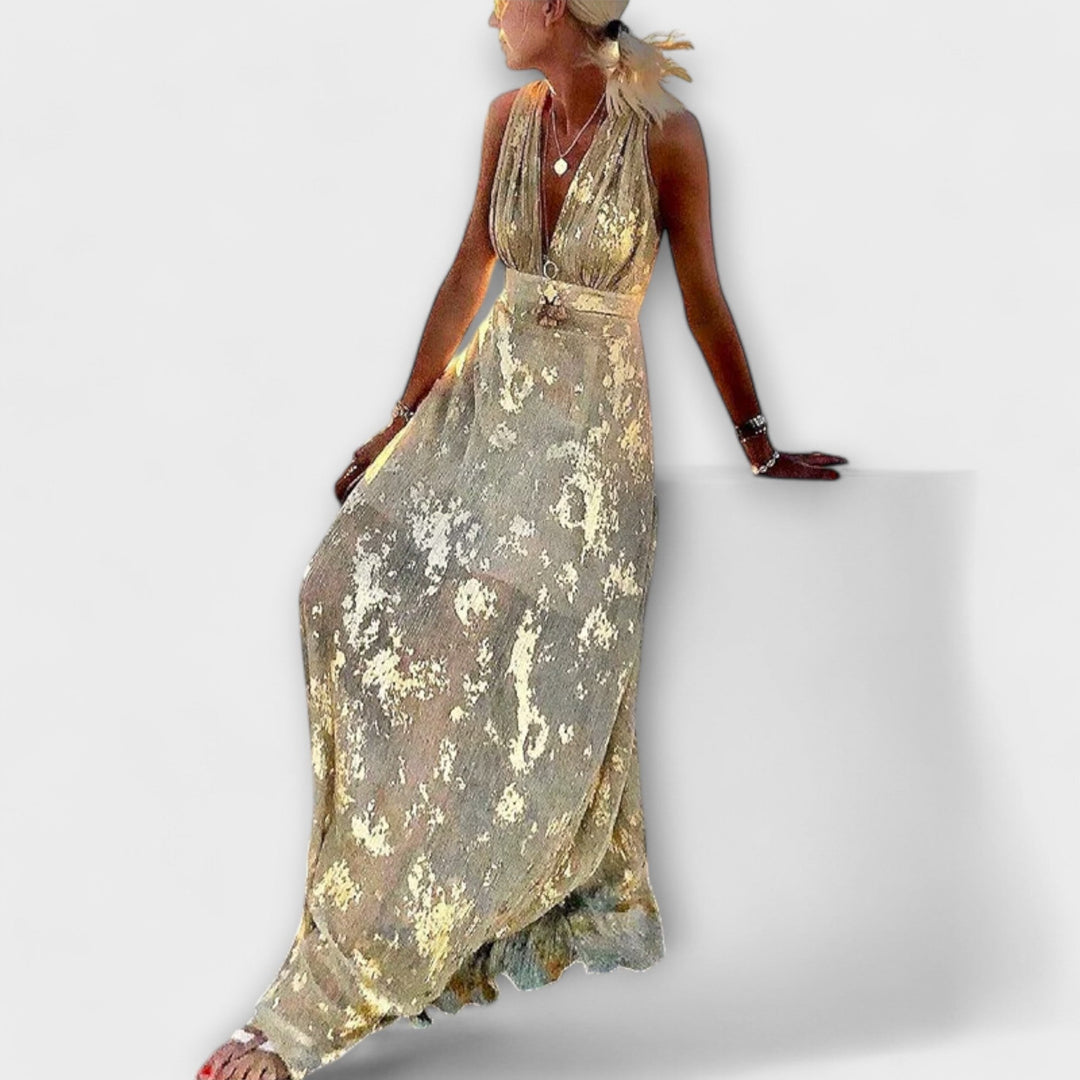 Abito elegante con scollatura a V e dettagli di paillettes