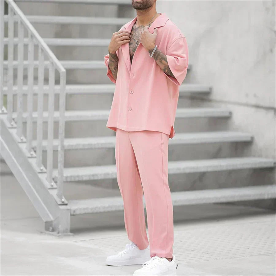 Giacomo | Classico Completo Estivo Uomo Camicia Pantaloni Dritti