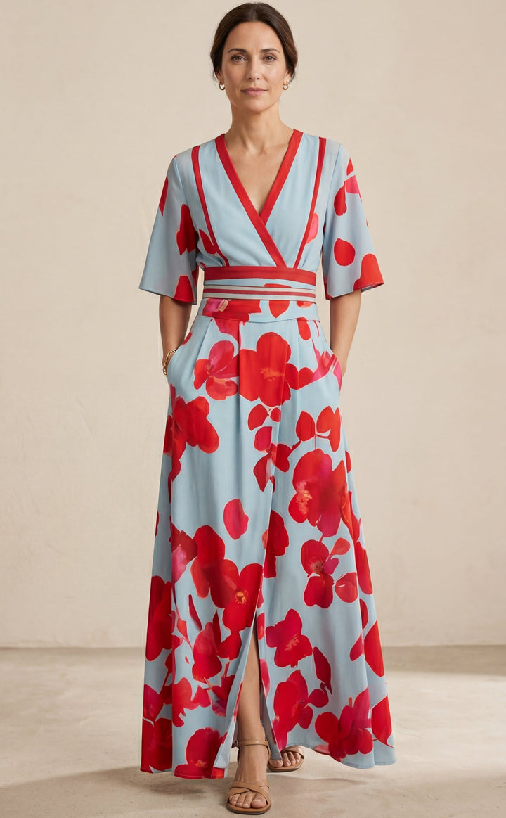 Valentina - Elegante vestito lungo con scollatura profonda