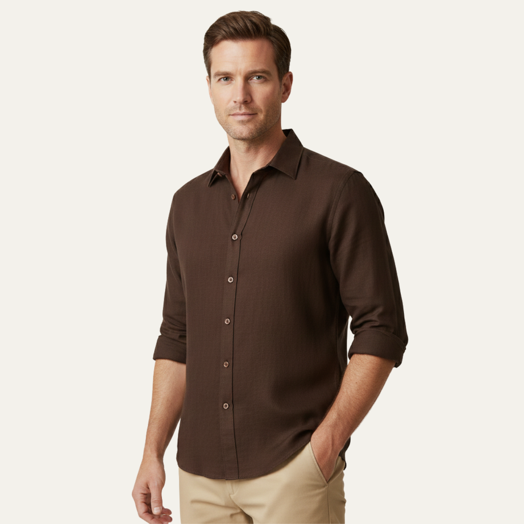 Rocco | Classica camicia vintage in lino, manica lunga