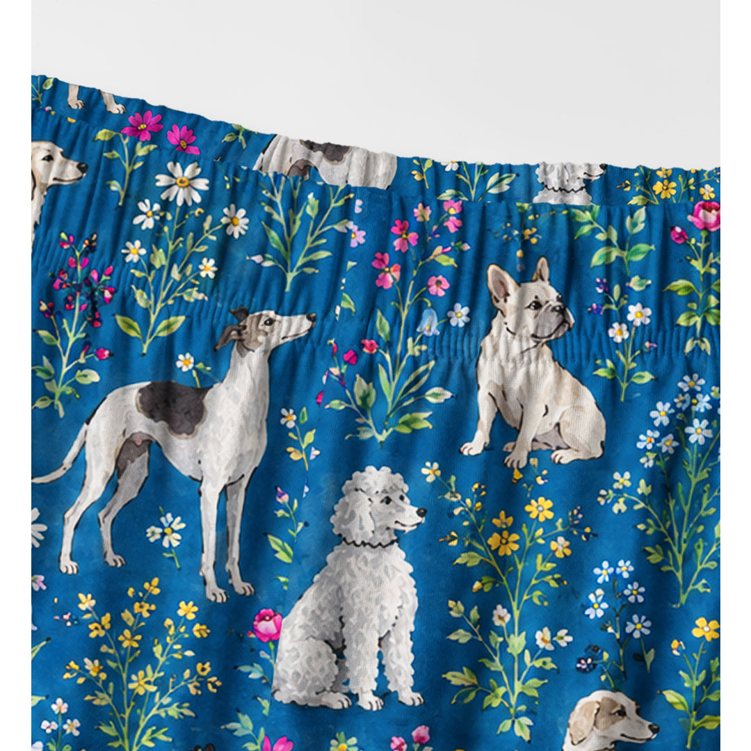 Set di pigiami a maniche lunghe con cani e fiori di campo