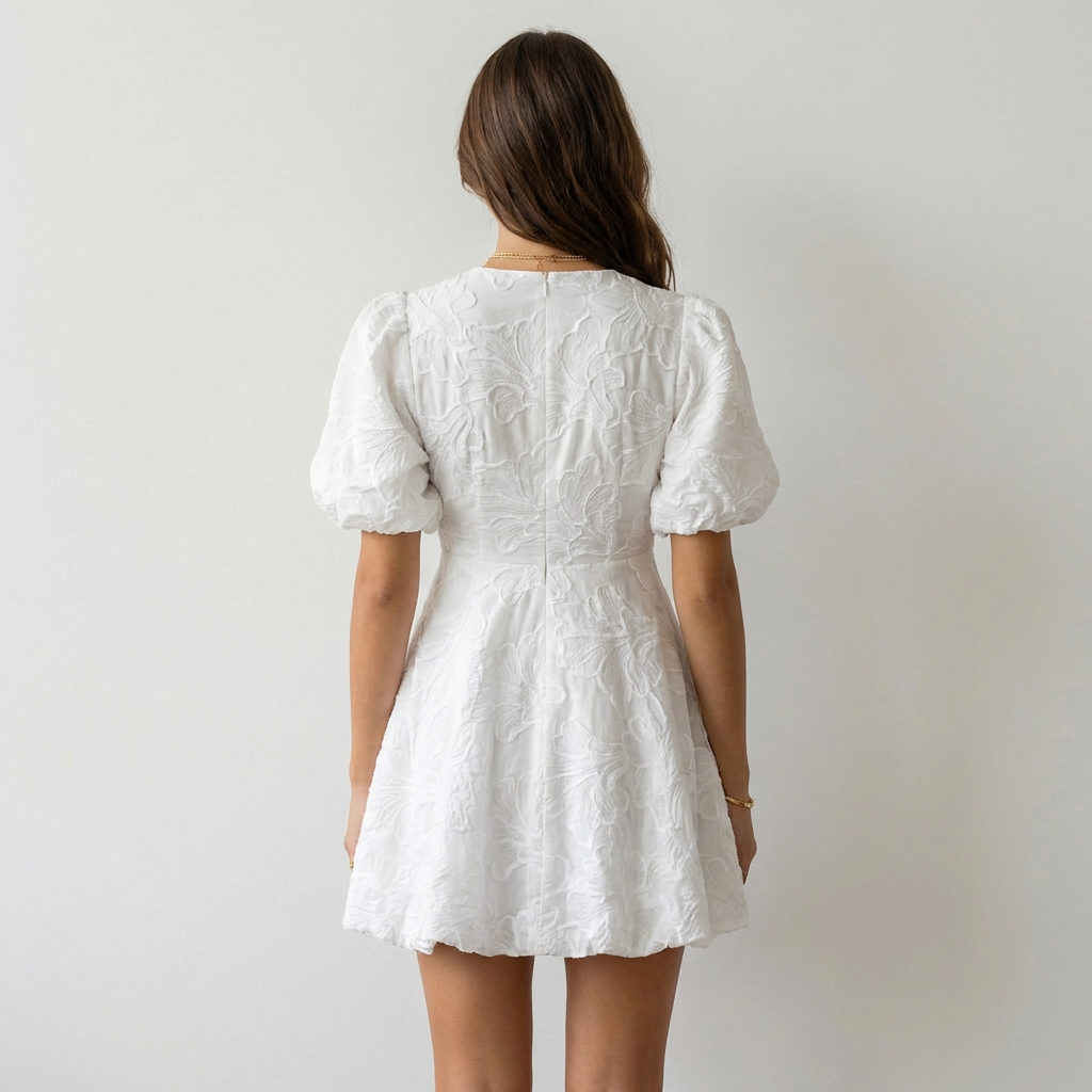 Sofía Vestito Mini Bianco Ricamato