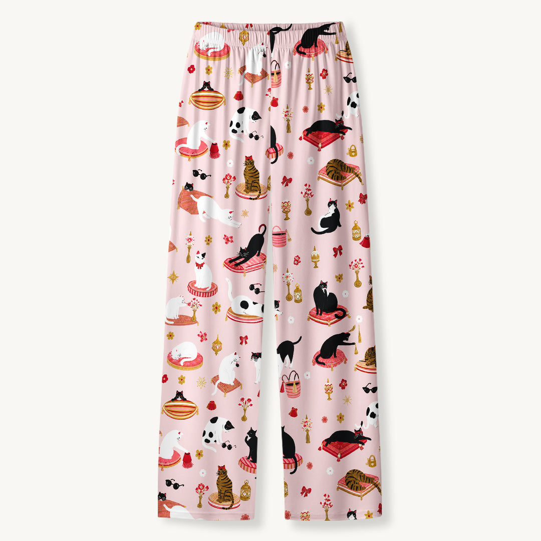 Set di pigiami a maniche lunghe con gatti fantasiosi