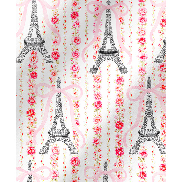 Set di pigiami a maniche lunghe con rose, nastri e torre parigina