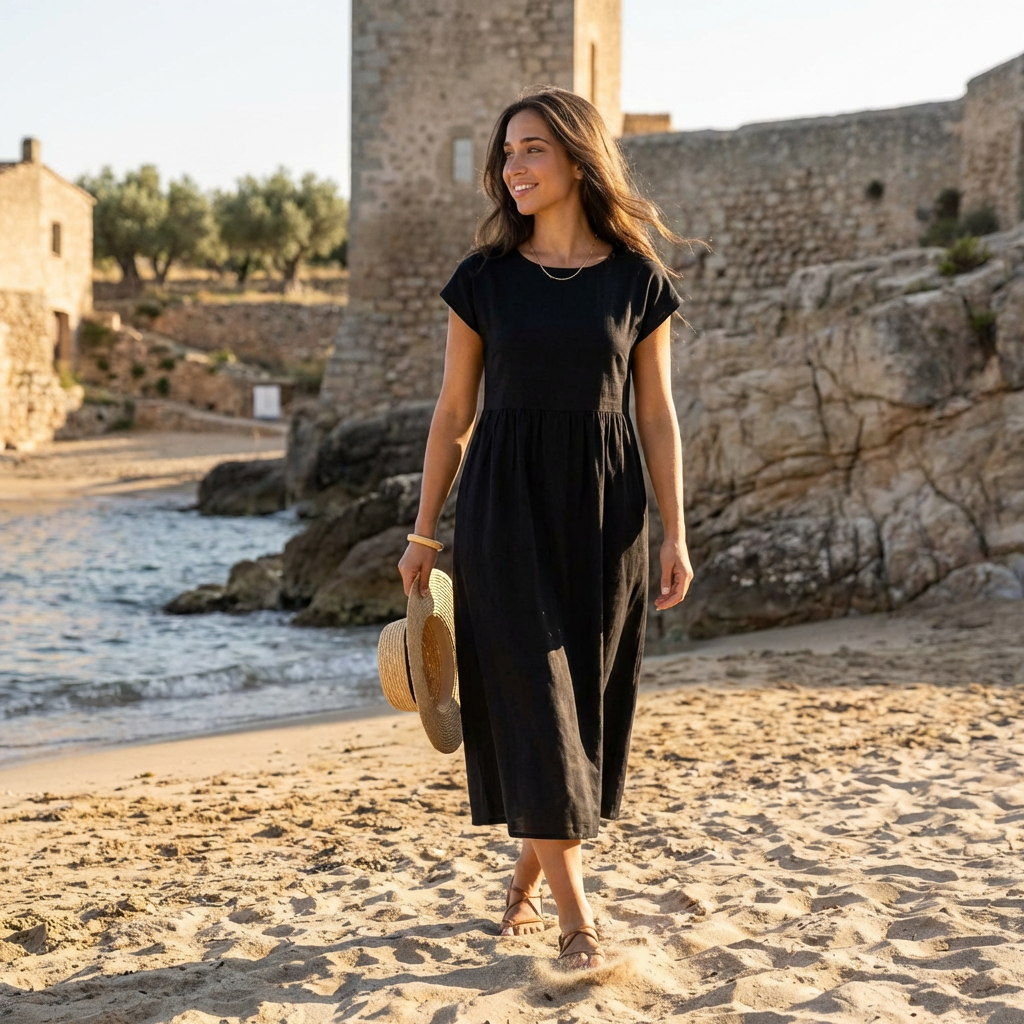 Chira Vestito midi con maniche corte